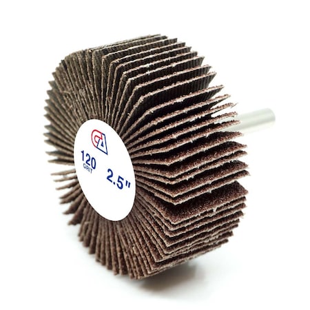 2-1/2 X 1 X 1/4 Aluminum Oxide 120 Grit Mounted Flap Wheel